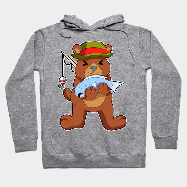 Bear as Angler with Fish Hoodie by Markus Schnabel